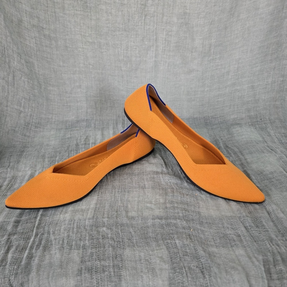 Rothy's  Women's Pointy Toe Slip On Ballet Flats Shoes Tangerine Washable US 9.5